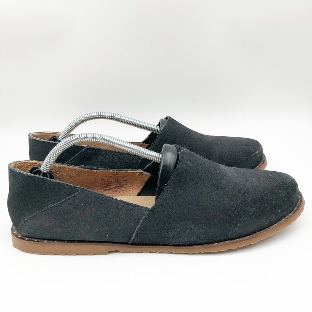 CHARLESTON SHOE CO. Black Leather Suede Gum Sole Flats Womens 9 - Picture 4 of 9